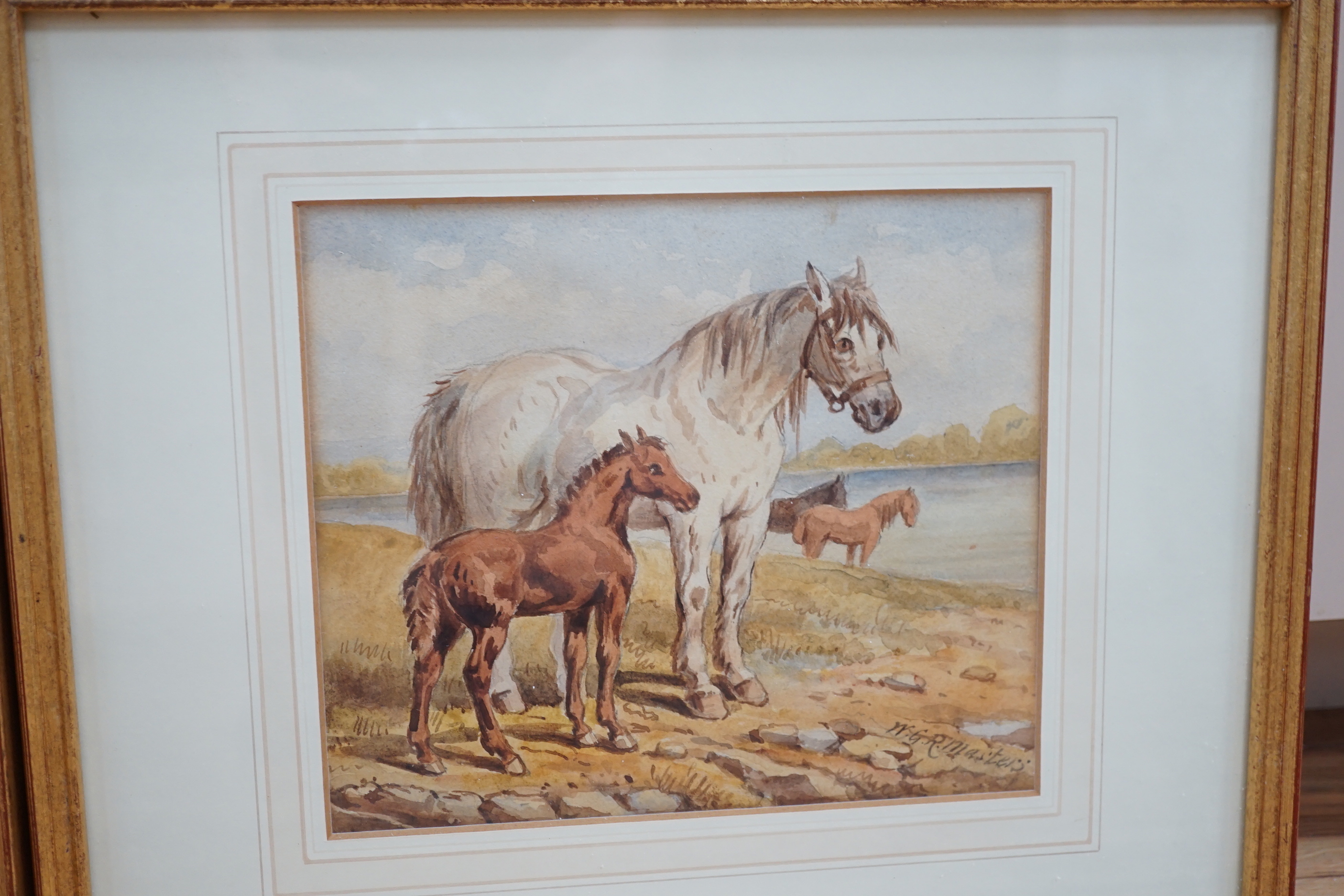 Captain William Godfrey Rayson Masters (c.1823-1895) pair of watercolours, work horses resting, one signed, 21cm x 16cm